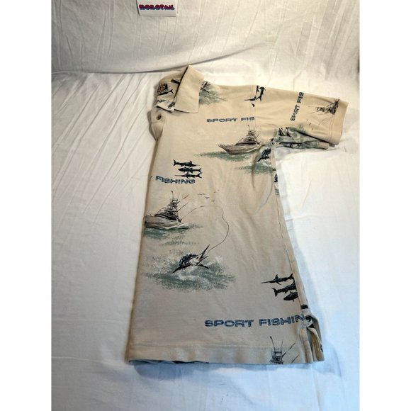 GPS Global Tracking Fishing Polo Shirt mens Large Tan - Picture 9 of 9